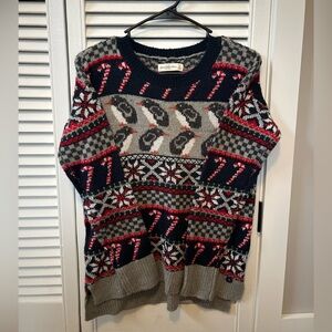 Abercrombie & Fitch Red and Gray Penguin Sweater